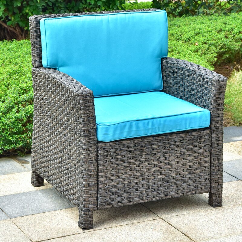 Charlton Home® Stapleton Wicker Resin Patio Chair with Cushions